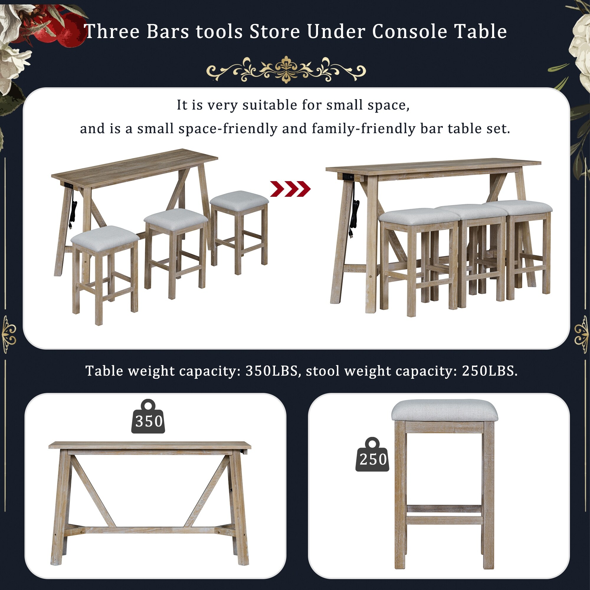 Bar table with hotsell stools that fit underneath