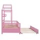 preview thumbnail 37 of 40, Wooden Twin Size House Bed with Trundle,Kids Bed with Shelf, Gray