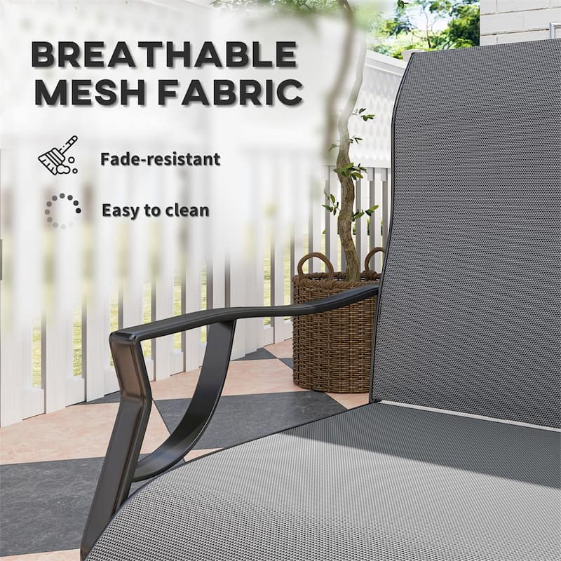 Metal Outdoor Chairs Set of 2 with Breathable Mesh and Swing - 23.6" W x 27.4" D x 39" H