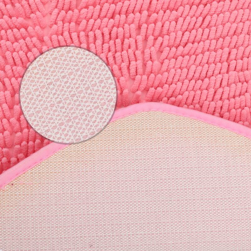 Heart Shaped Chenille Bath Rugs Soft Absorbent Shaggy Bath Mats Non-Slip Plush Bath Carpet for Shower, Bedroom, Bathtub