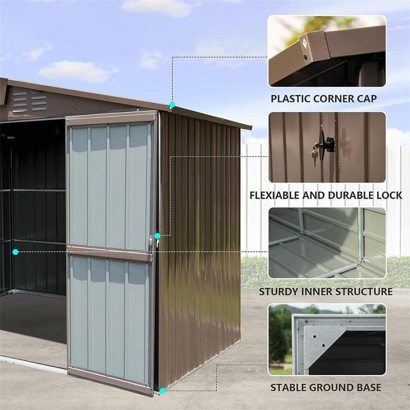 Outdoor Storage Shed 8.2' x 6.2', Metal Steel Utility Tool Shed Storage House
