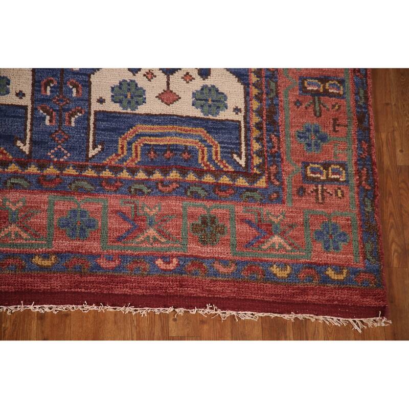 Geometric Orange Sirjan Area Rug Handmade Oriental Wool Carpet - 7'9"x 9'10"