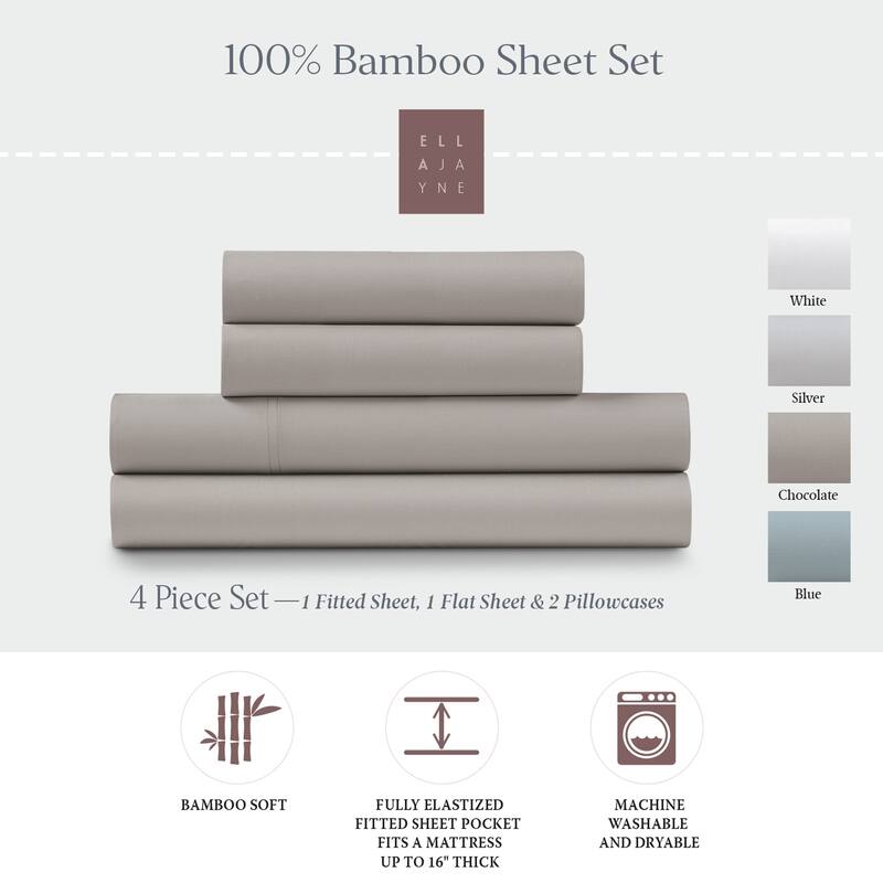 Ella Jayne Viscose from Bamboo Deep-Pocket 4-piece Sheet Set