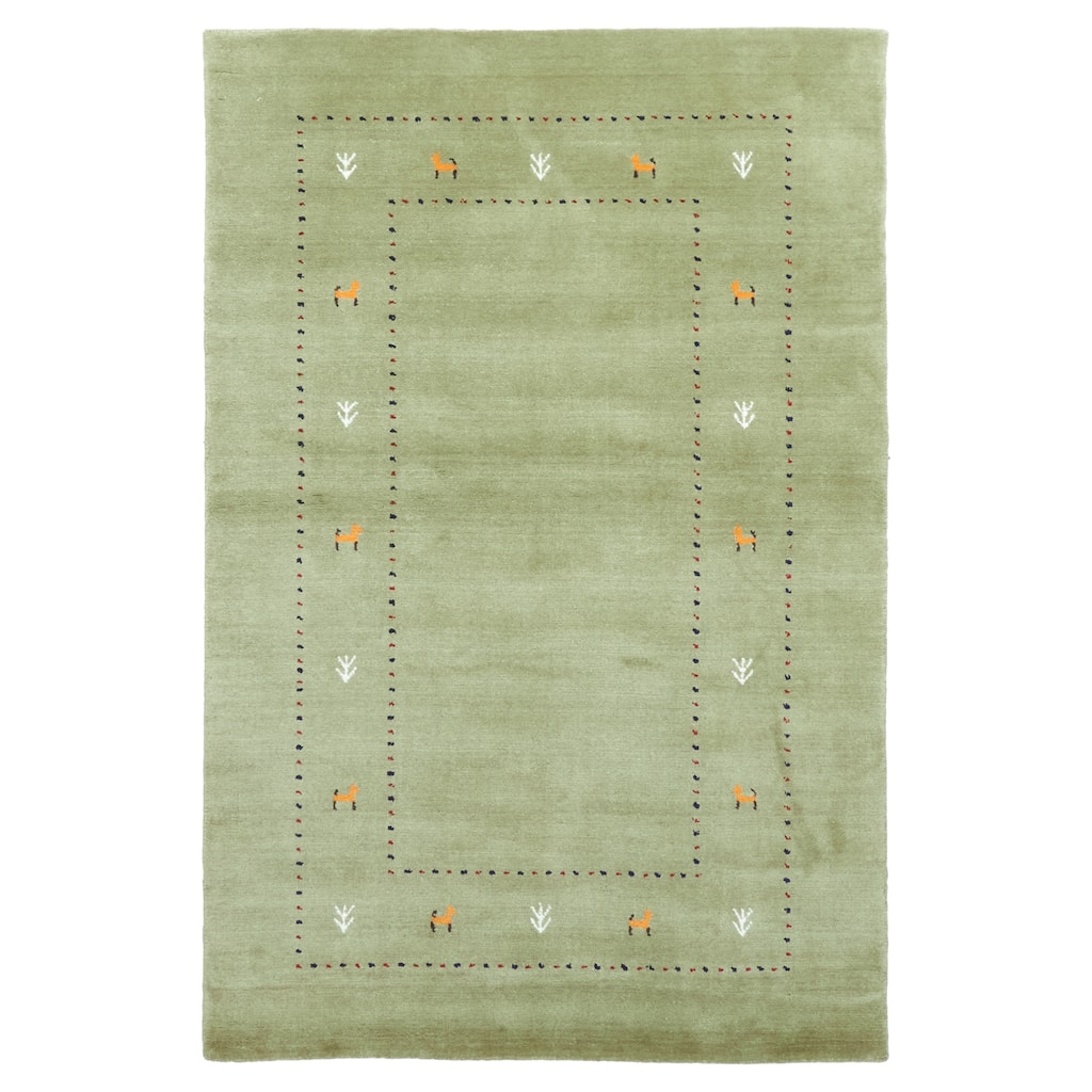 ECARPETGALLERY Hand Loomed Kashkuli Gabbeh Olive Wool Rug - 3'9 x 5'8