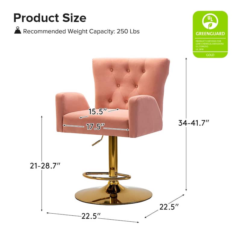 Loreto Modern Tufted Velvet Swivel chair with Adjustable Height Set of 2 by HULALA HOME