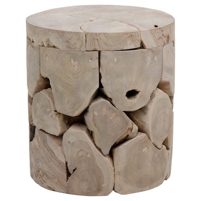 Scarlett 18-inch Round Bleached Teak Root Block Style End Table