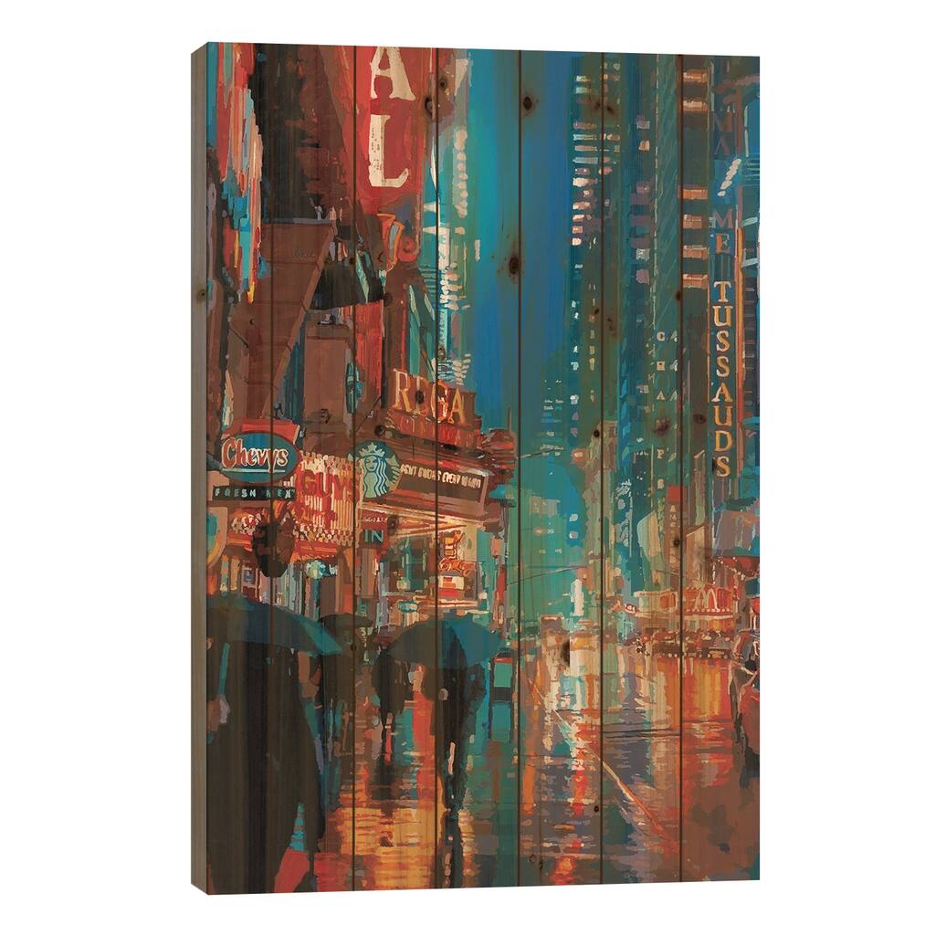 Impression Broadway Print On Wood by Marco Barberio - Multi-Color