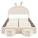 preview thumbnail 10 of 9, Full size Rabbit-Shape Velvet Platform Bed with 2 Storage Stools