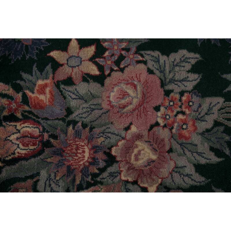 Vegetable Dye Green Aubusson Chinese Area Rug Hand-Knotted Wool Carpet - 8'11"x 12'2"