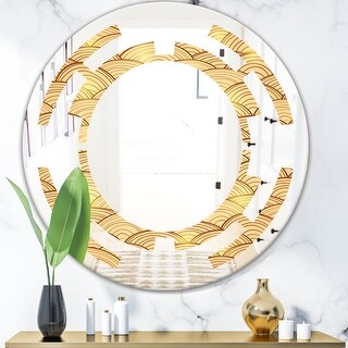 Designart 'Golden Clouds In The Sky' Printed Modern Round or Oval Wall ...