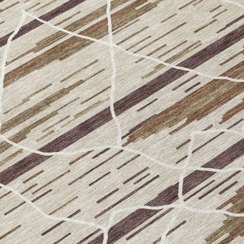 HomeRoots Striped Modern Rectangle Outdoor Rug