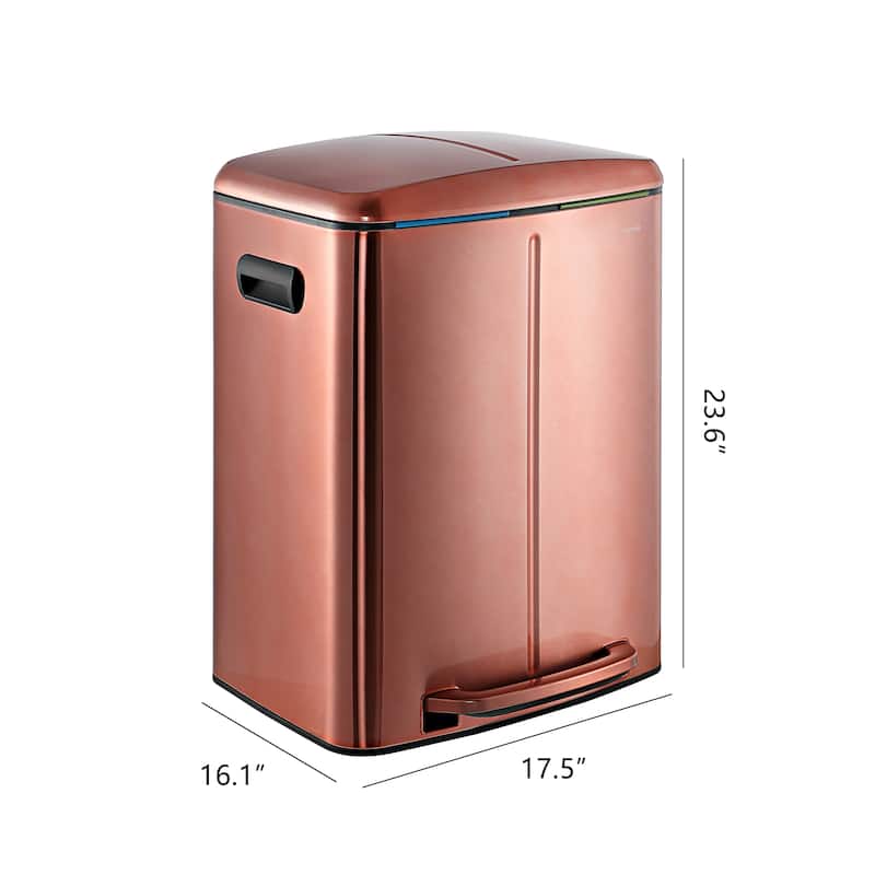happimess 10.6-Gallon Double Bucket Trash Can with Soft Close Lid