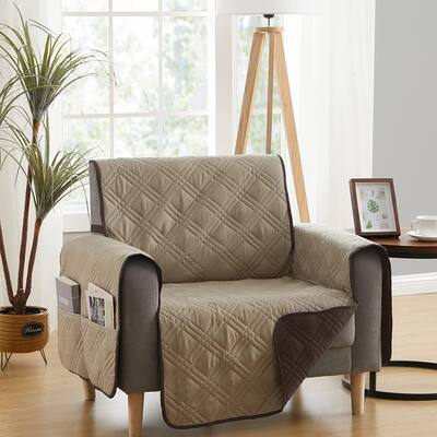 Teflon Newfield Reversible Chair Cover, Chocolate and Tan
