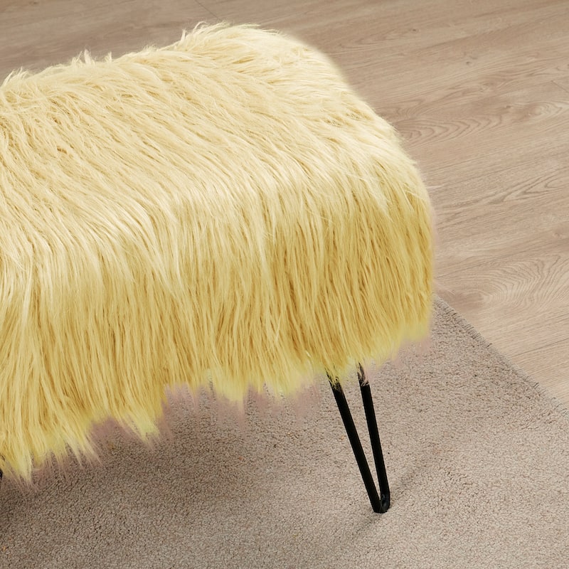Mongolian Fauxfur Ottoman