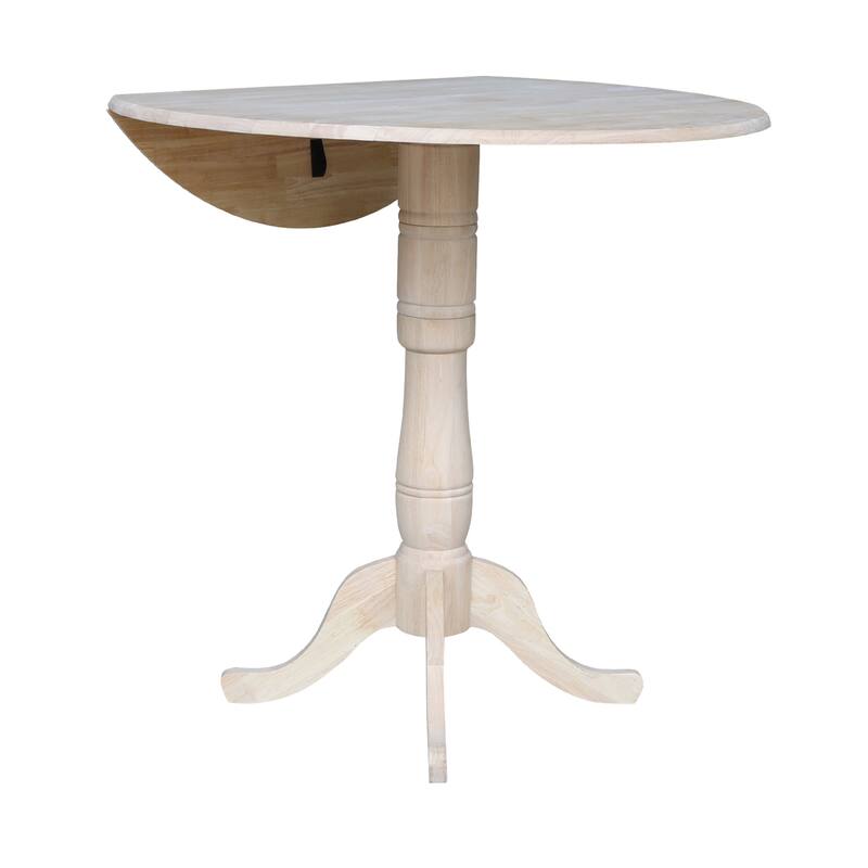 42" Round Top Bar Height Table with Two San Remo Stools - Unfinished
