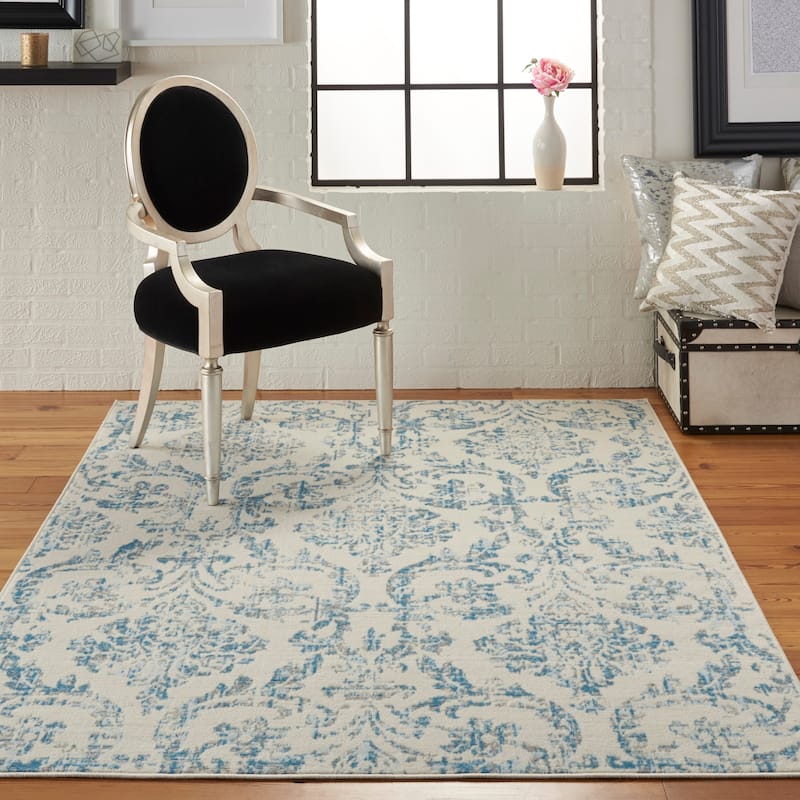 Nourison Jubilant Vintage Farmhouse Damask Area Rug