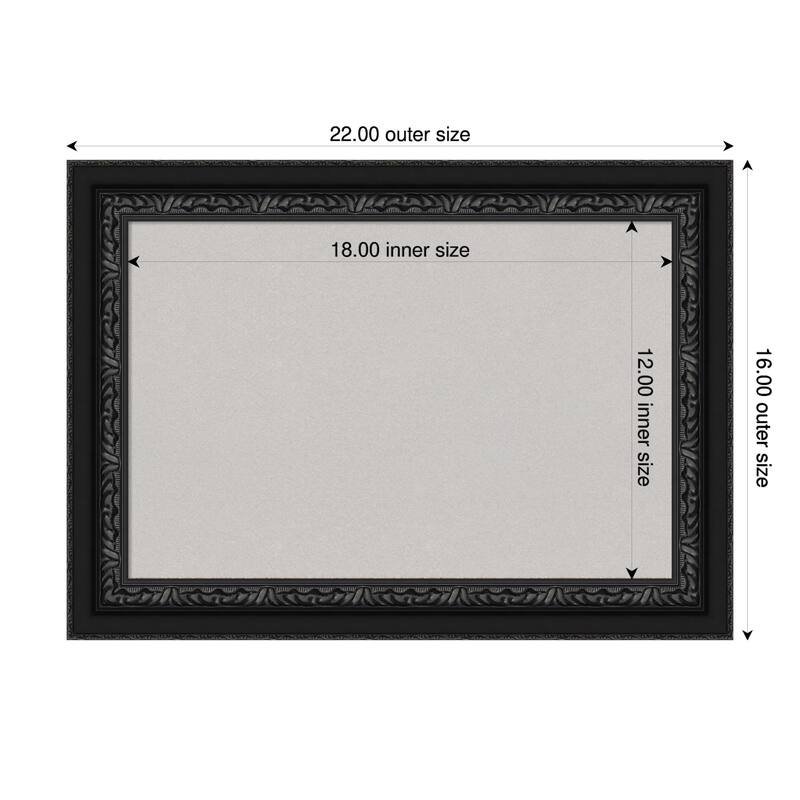 Downton Black Wood Framed Cork Board - Bulletin Board, Organization Board, Pin Board - Grey - 22 x 16 in