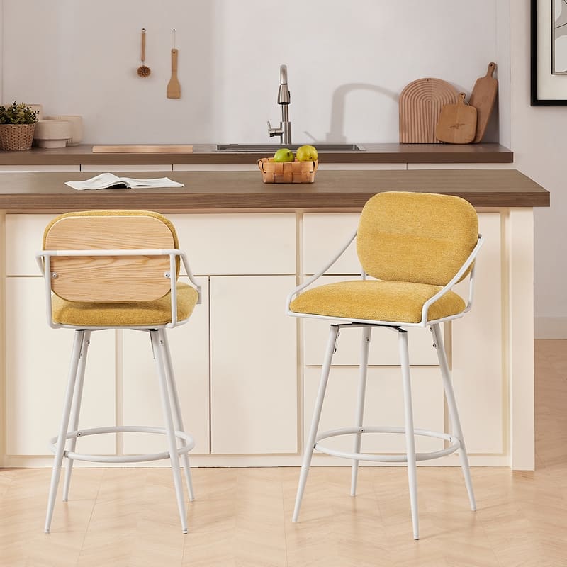 Art Leon Mid-century Modern Fabric Swivel Barstool