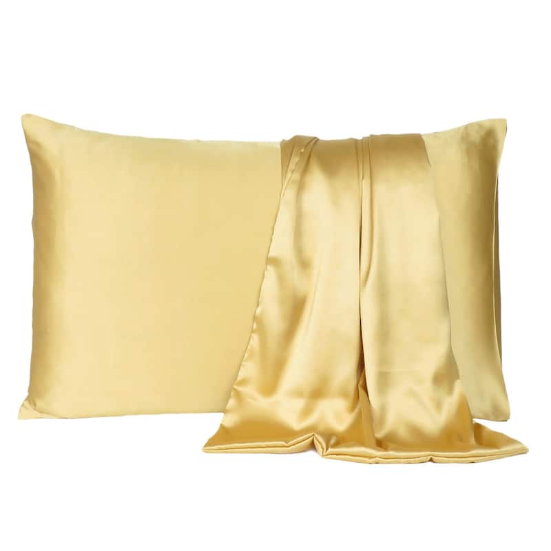 HomeRoots Gold Dreamy Set Of 2 Silky Satin Standard Pillowcases - Gold - 20' X '26' X '1