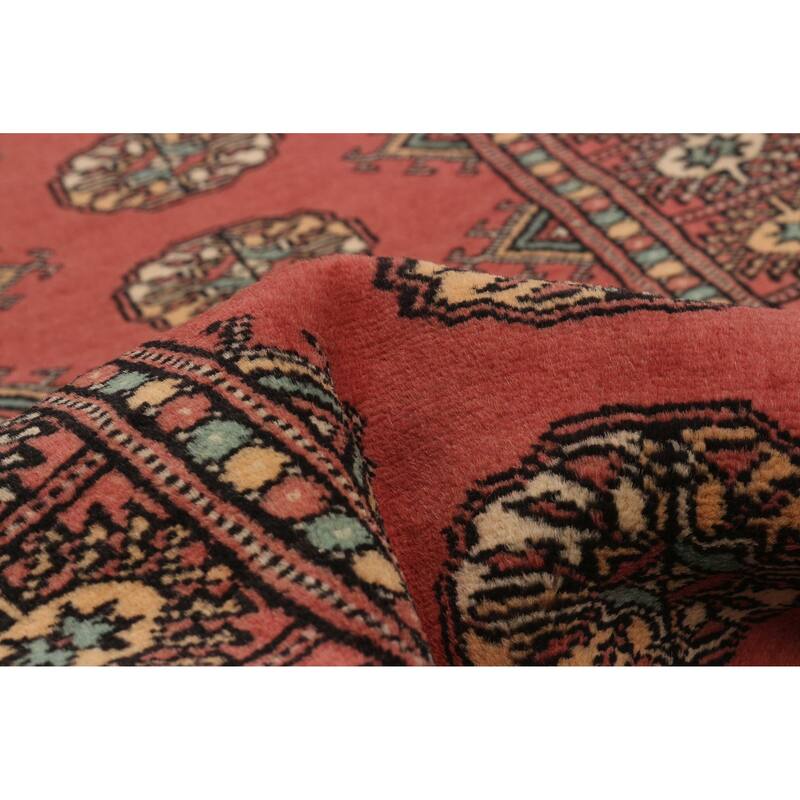 ECARPETGALLERY Hand-knotted Peshawar Bokhara Coral Wool Rug - 2'7 x 10'0