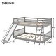 preview thumbnail 7 of 24, Full Solid Wood Low Bunk Bed with Slide