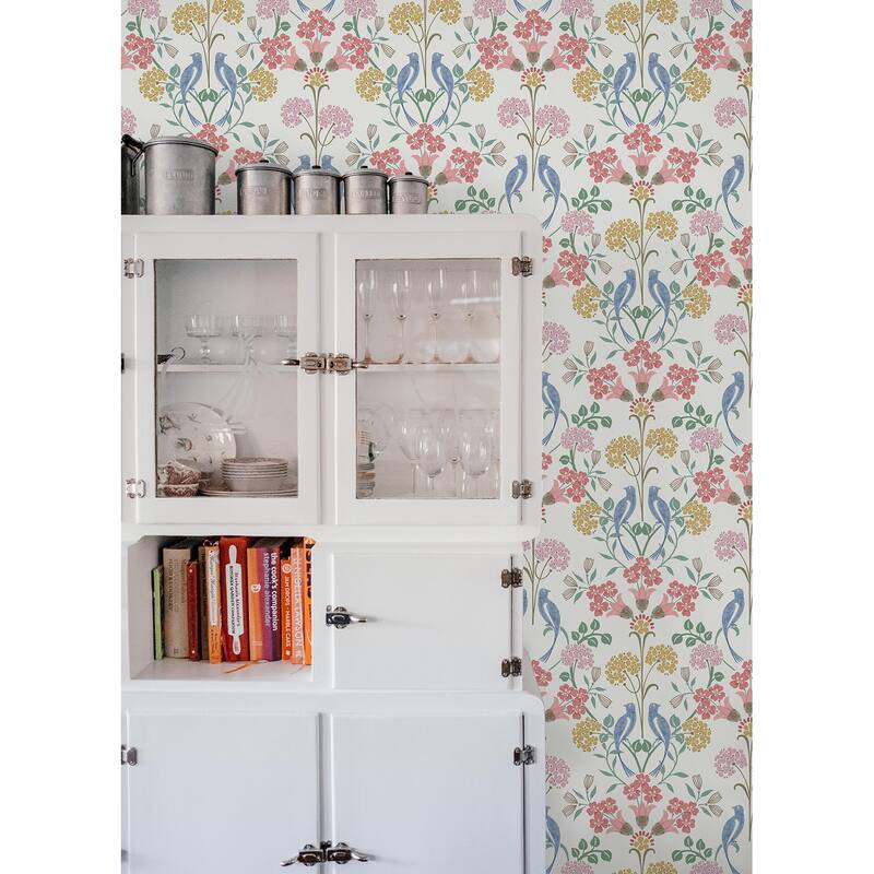 NuWallpaper Pink Meadow Song Peel and Stick Wallpaper