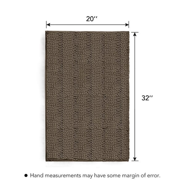dimension image slide 19 of 20, Deconovo Non Slip Chenille Striped Bath Mat Soft Durable