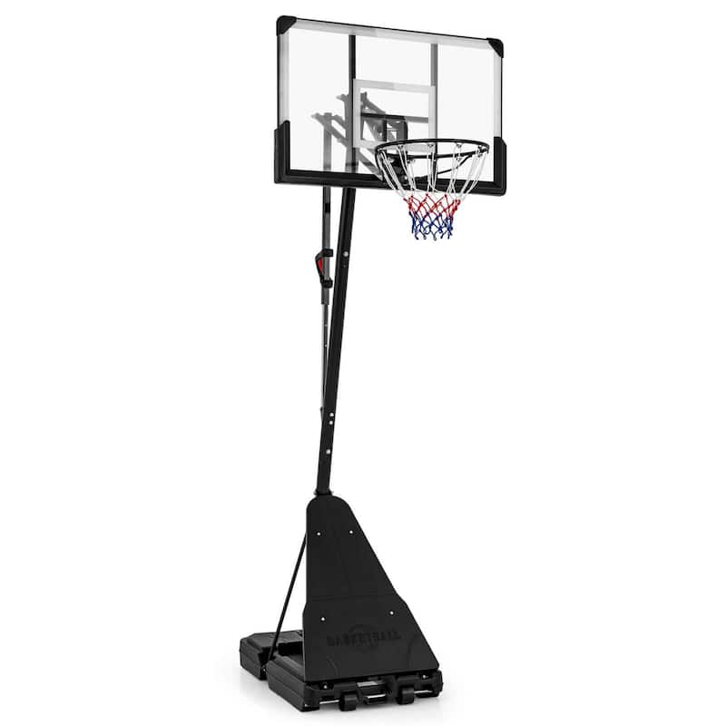 Basketball Hoop Rebound Plate & Wheels Portable Basketball Hoop - Black