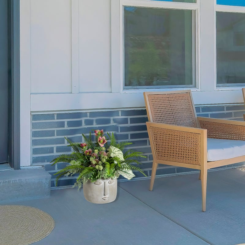 Small Face Ceramic Outdoor Garden Planter - 8.5"