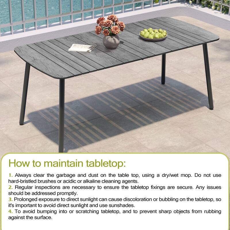 VredHom Outdoor Rectangular Aluminum Dining Table