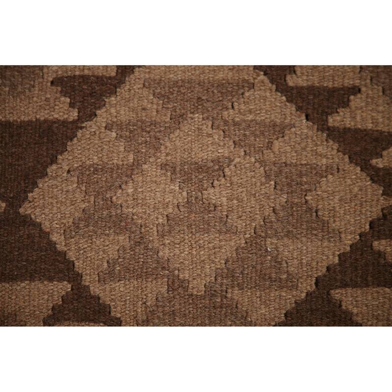 Geometric Kilim Oriental Area Rug Flat-weave Wool Foyer Carpet - 3'3" x 4'8"