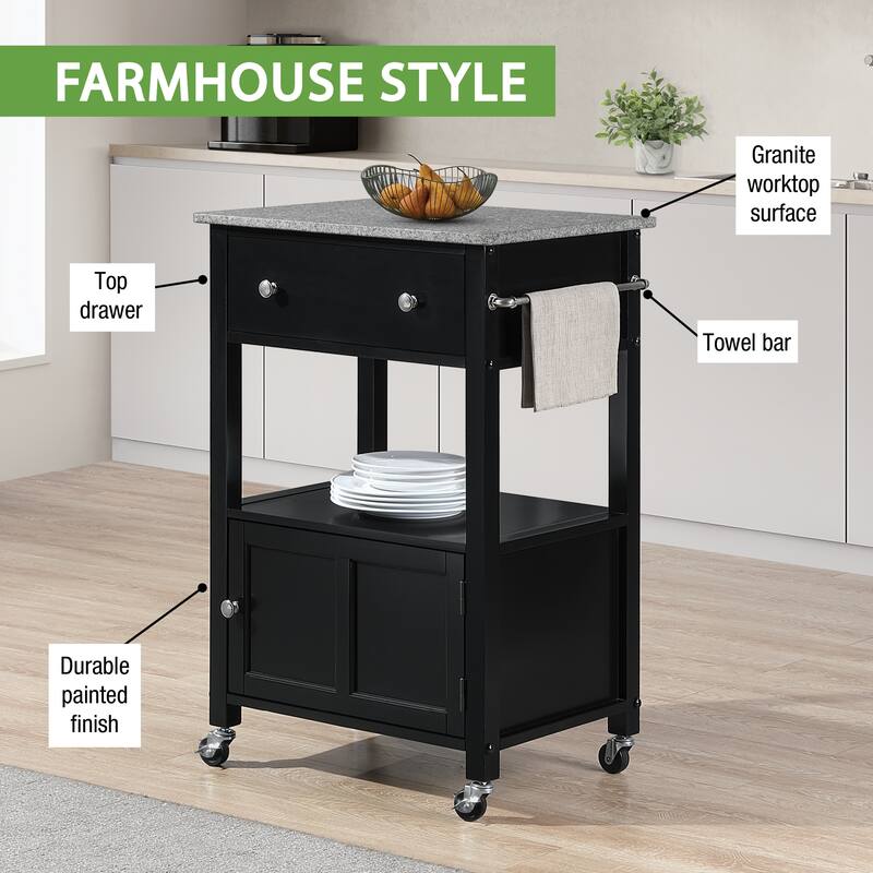 Fairfax Kitchen Cart with Granite Top