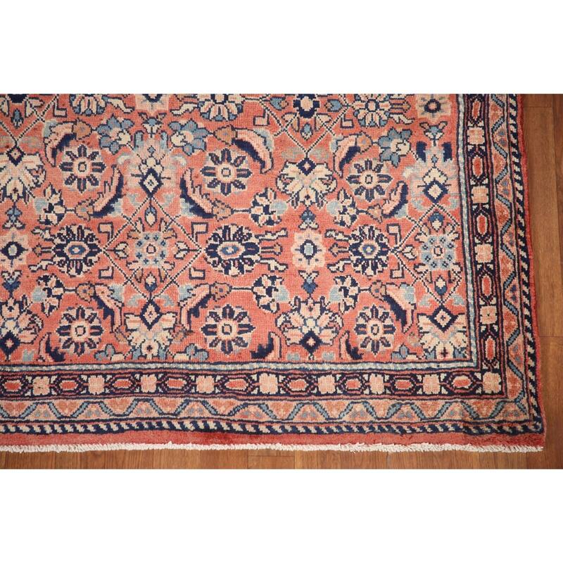 Hand Knotted Oriental 100% Wool Carpet Traditional All-Over Coral Mahal Area Rug - 10' 4'' X 4' 7''