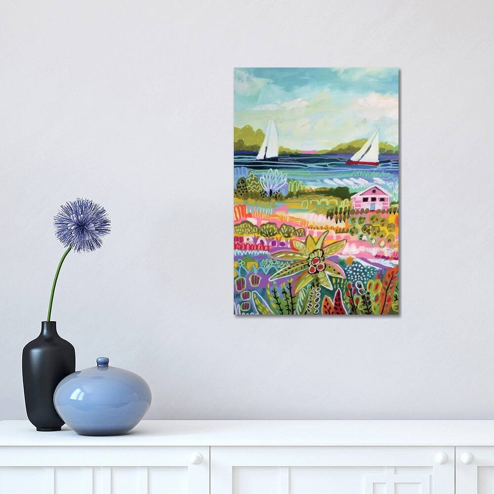 iCanvas "Two Sailboats And Cottage I" by Karen Fields Canvas Print