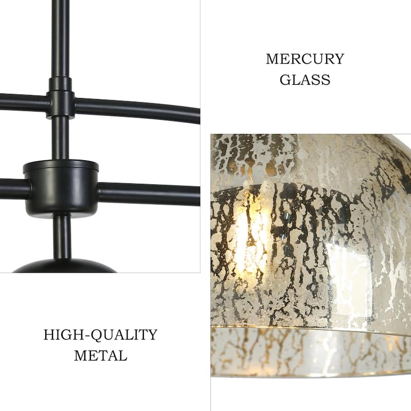 Modern 1/3-Light Black Chandelier with Mercury Glass Kitchen Island Light Fixture for Dining Room
