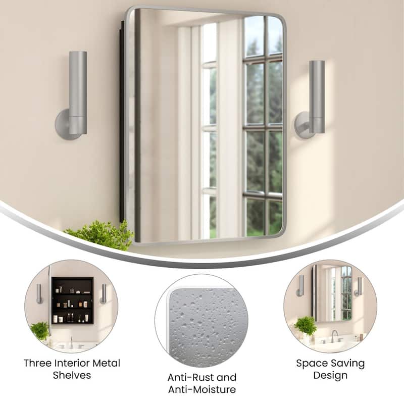 Recessed Bathroom Medicine Cabinet with Beveled Mirror - 24"W x 4"D x 29.75"H