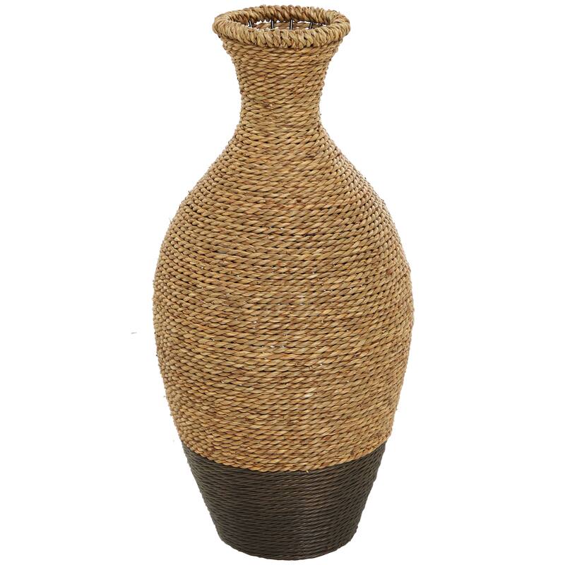 Artisan Crafted Tall Brown Seagrass Woven Floor Vase