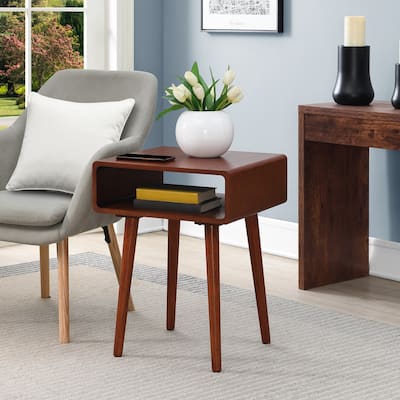 Napa End Table with Open Shelf, Mid Century Modern Side Table with Curved Edges, Tapered Legs and Spacious Surface Top - 18