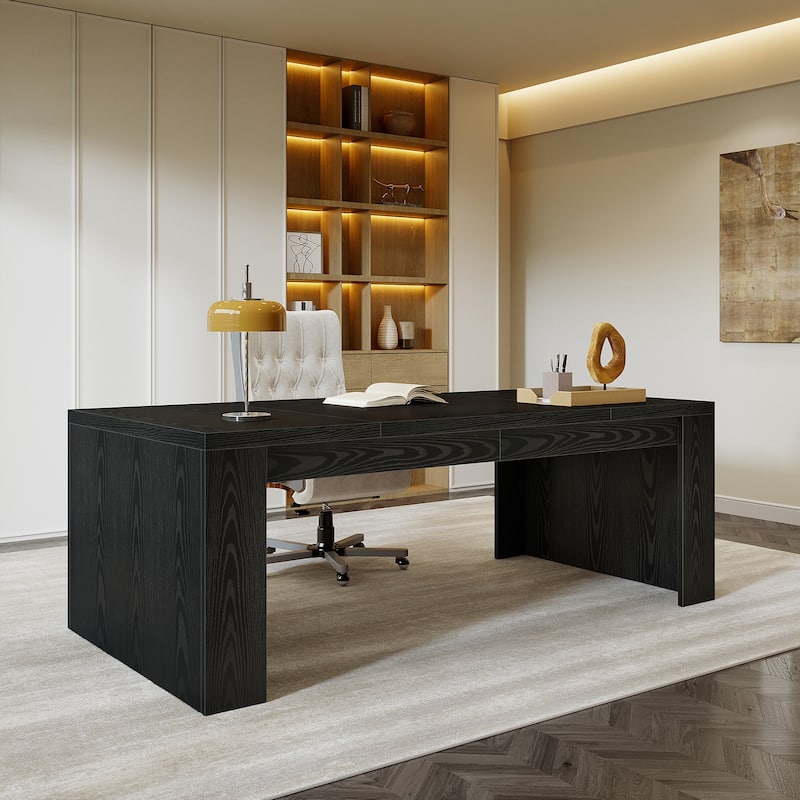 70.9" Wood Computer Desk, Executive Office Desk, Home Office Writing Workstation Business Accent Desk