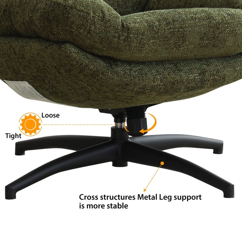 Swivel Accent Chair with Ottoman Rocker Chairs Ottoman Set Rocking Glider Lounge Reading Chair Footrest for Living Room Green