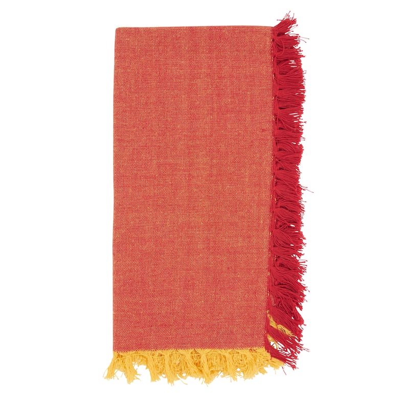 Decorative Cotton Napkins (Set of 4) - Fringe Edge Detail for Dining and Entertaining, 20"x20" - Set of 4 - Rust