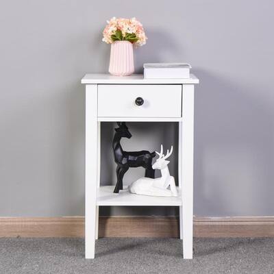 Modern White Nightstand Storage Table with a Drawer