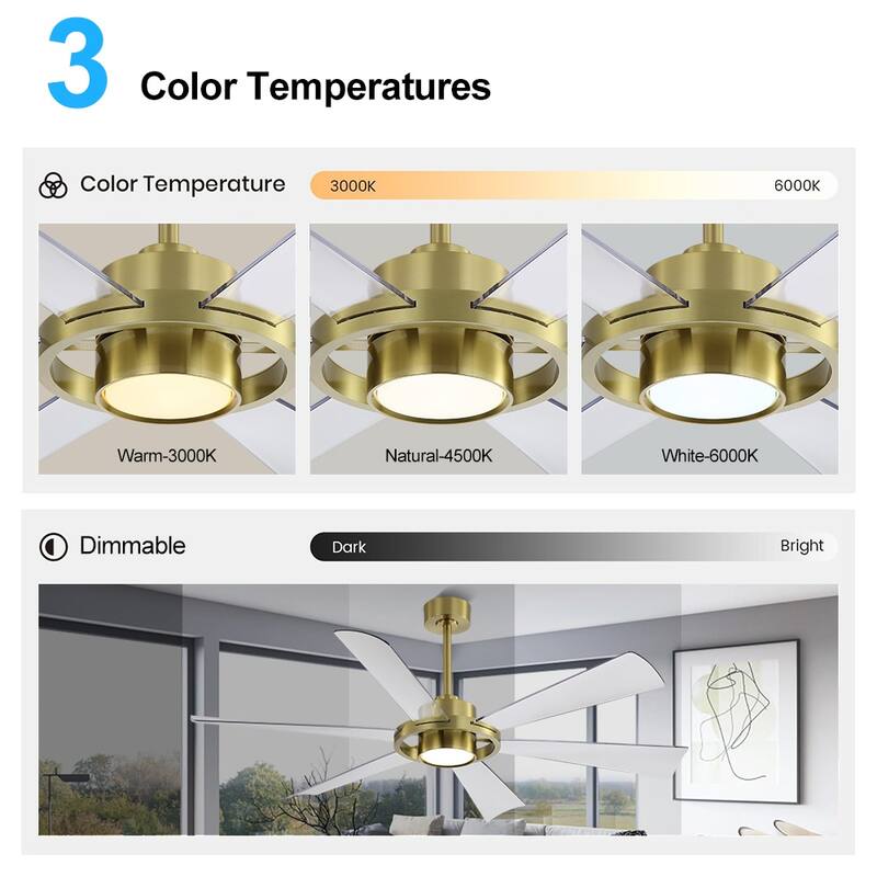 60 in. 6-Plywood Blades Indoor LED Ceiling Fan with Remote