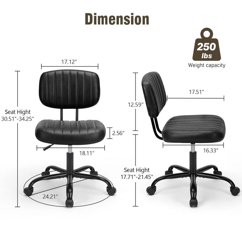 Low Back PU Leather Task Chairs with Adjustable Height & Smooth Swivel