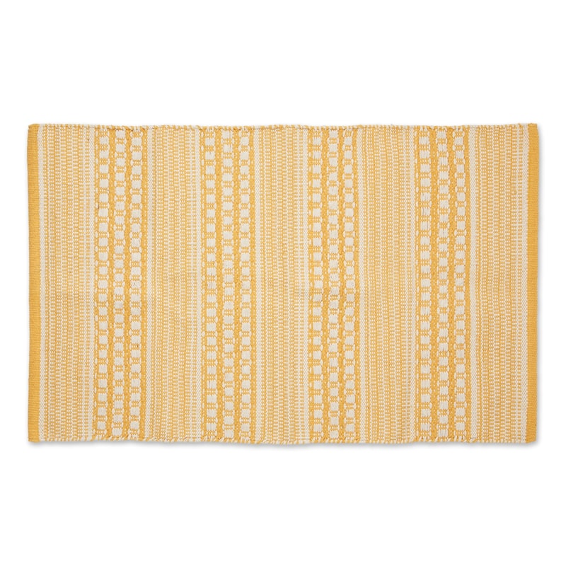 DII Stone Dobby Stripe Hand-Loomed Rug 2ft 6inx6 Ft - 36.0 In. L X 24.0 In. W X 0.2 In. H - Honey Gold