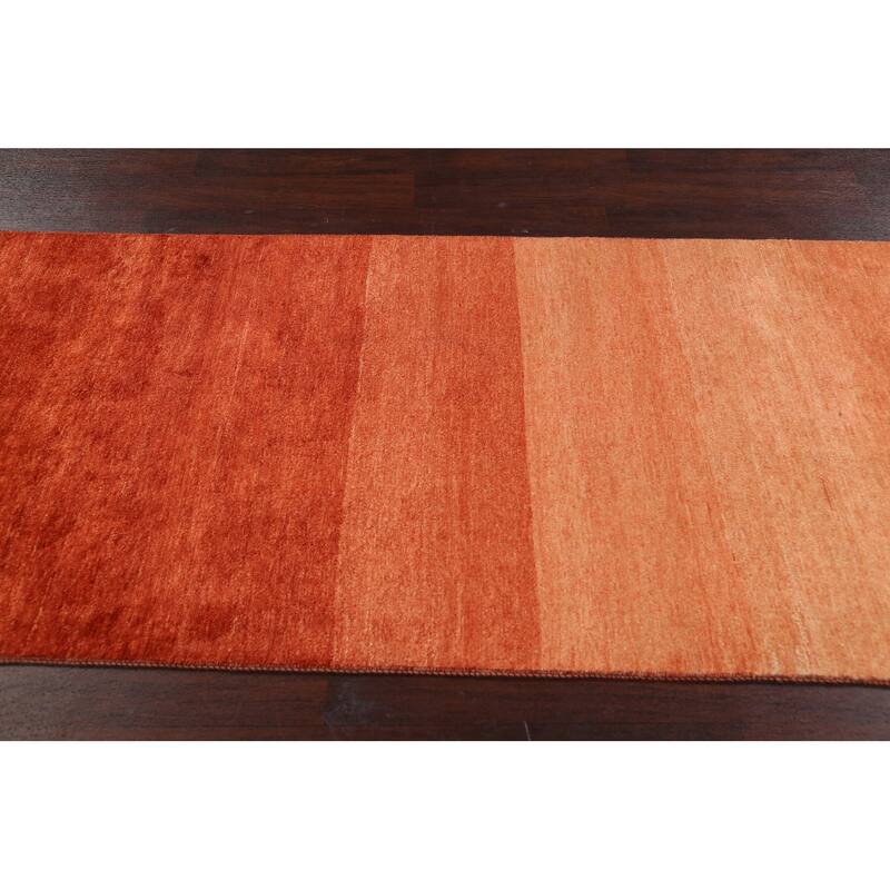 Striped Contemporary Oriental Gabbeh Kashkoli Runner Rug Wool Handmade - 3'1" x 16'6"