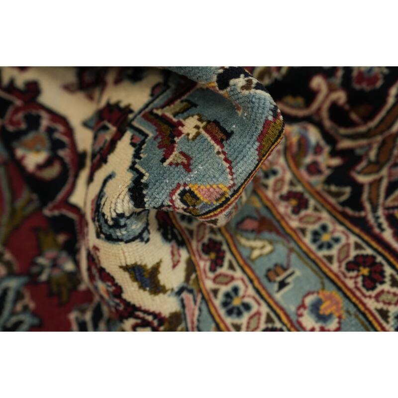Hand Knotted Oriental 100% Wool Carpet Traditional Floral Red Kashan Area Rug - 13' 3'' X 9' 0''