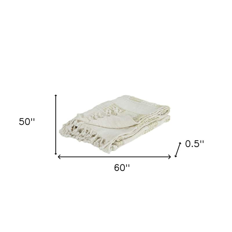 HomeRoots Natural Woven Cotton Throw Blanket