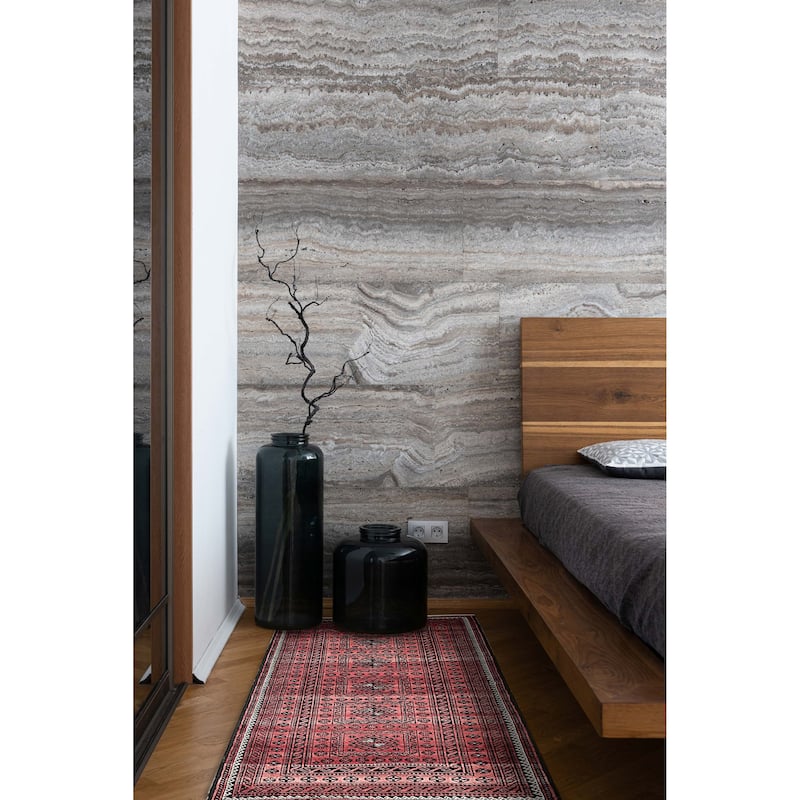 ECARPETGALLERY Hand-knotted Baluch Red Wool Rug - 3'3 x 6'9