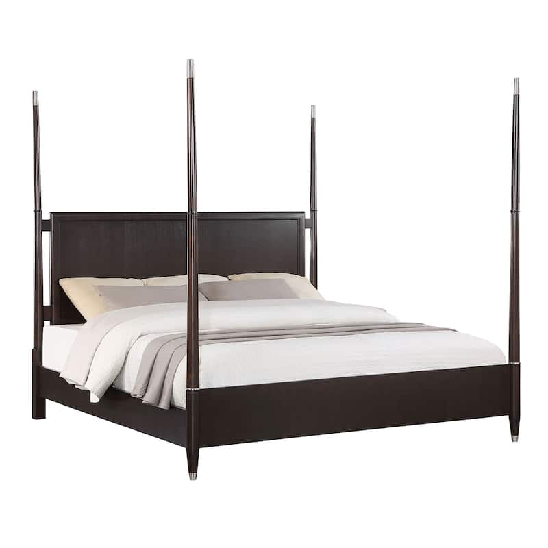 Wooden Poster Bed with Tapering Posts in Brown